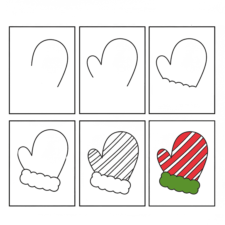 Candy Cane Mitten Drawing Ideas