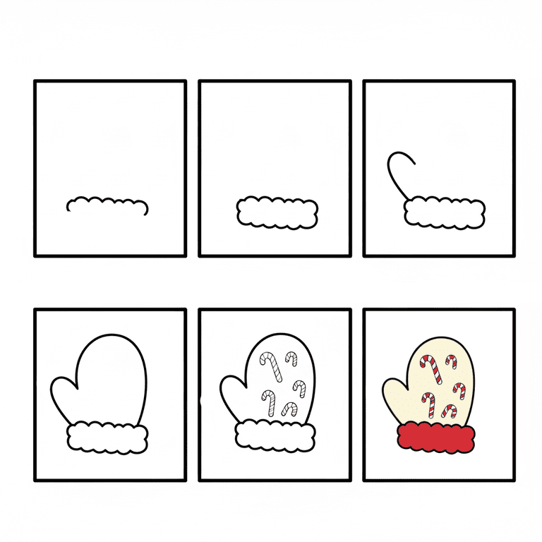 Candy Canes Mitten Drawing Ideas