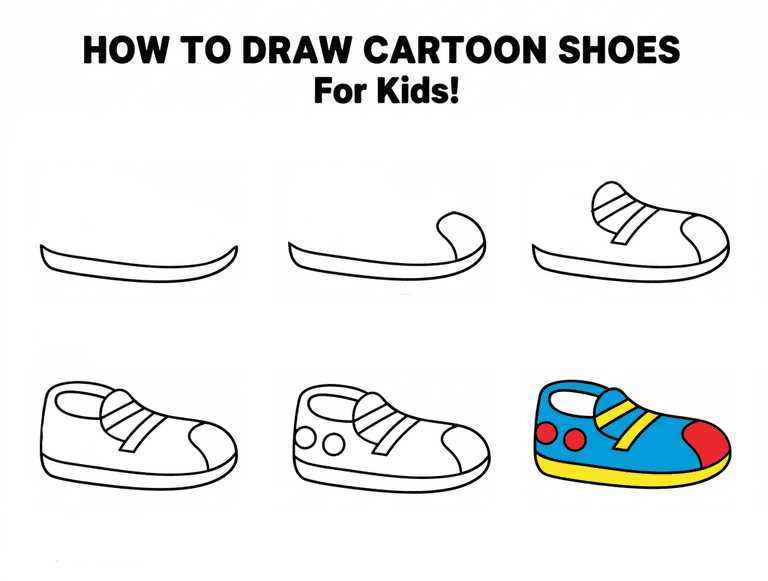 Cartoon Shoe For Kids Drawing Ideas