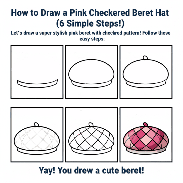 Checkered Beret Drawing Ideas