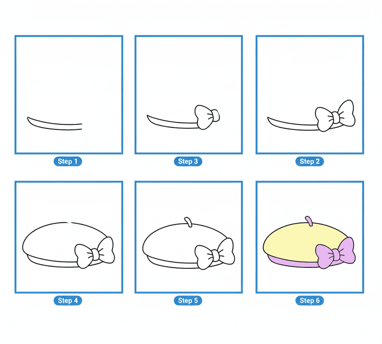 Cute Beret with a Bow Drawing Ideas