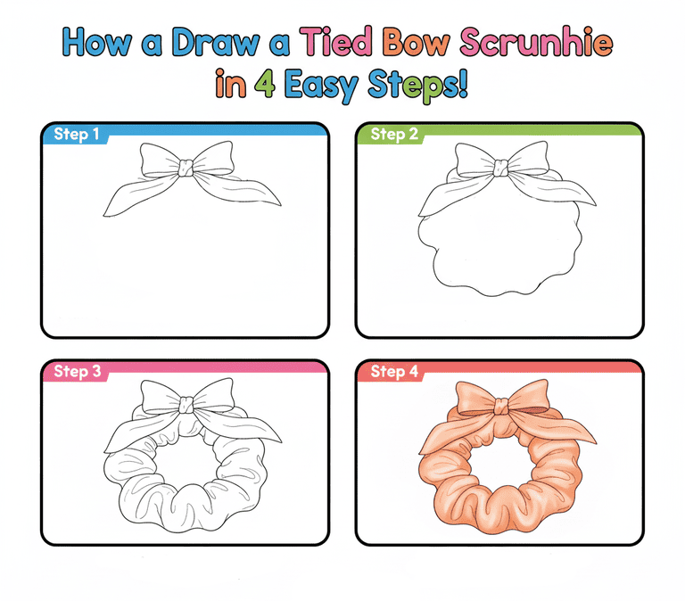 Cute Tied Bow Scrunchy Drawing Ideas