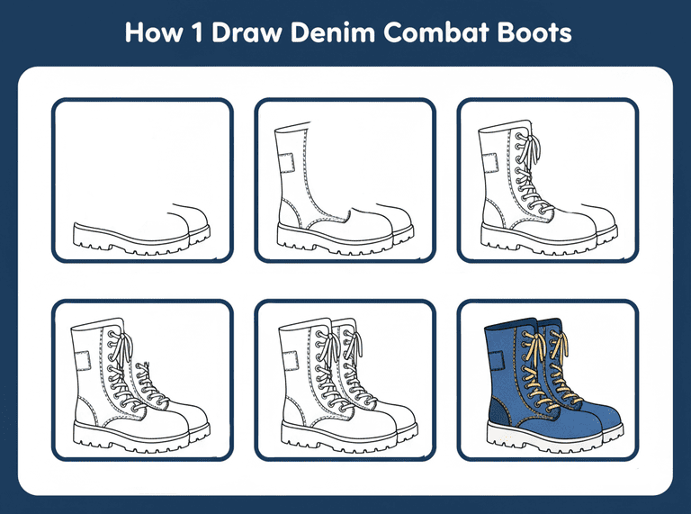 Denim Combat Boots Drawing Ideas