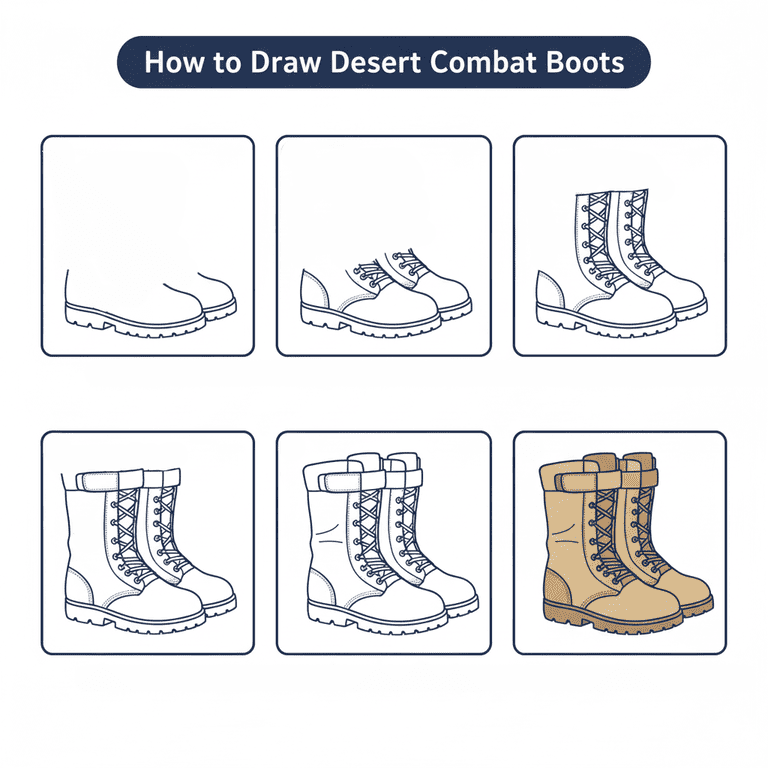 Desert Combat Boots Drawing Ideas