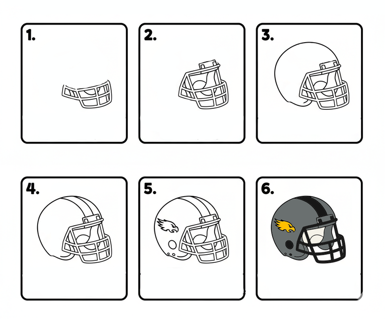 Gray Football Helmet Drawing Ideas