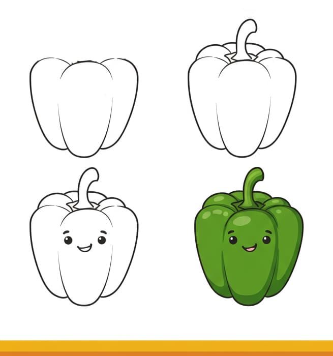 Green Cartoon Pepper Drawing Ideas