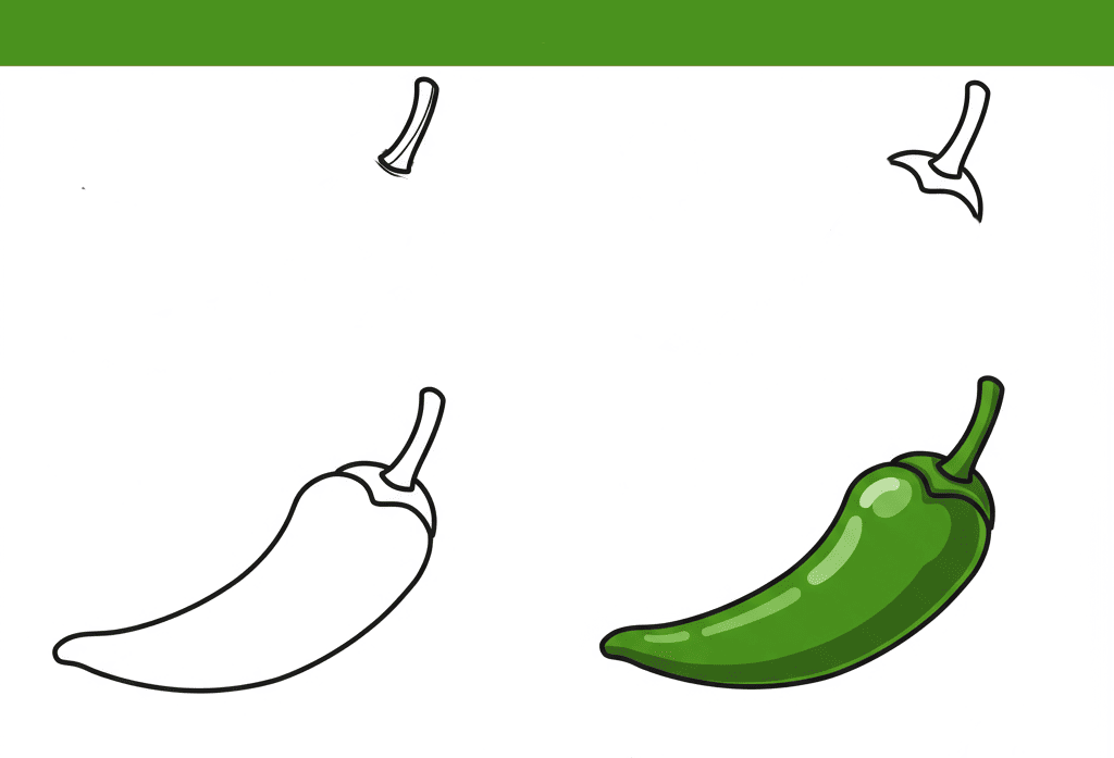 Green Chili Pepper Drawing Ideas