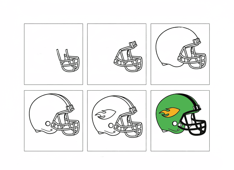 Green Football Helmet Drawing Ideas