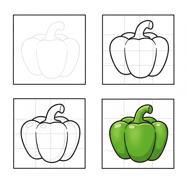 Green Pepper Drawing Ideas