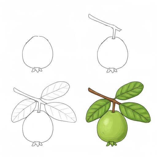 Guava Fruit Drawing Ideas