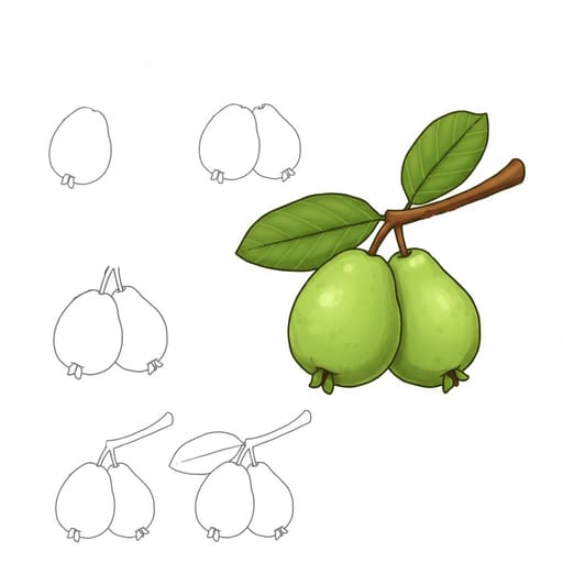 Guava on the Branch Drawing Ideas
