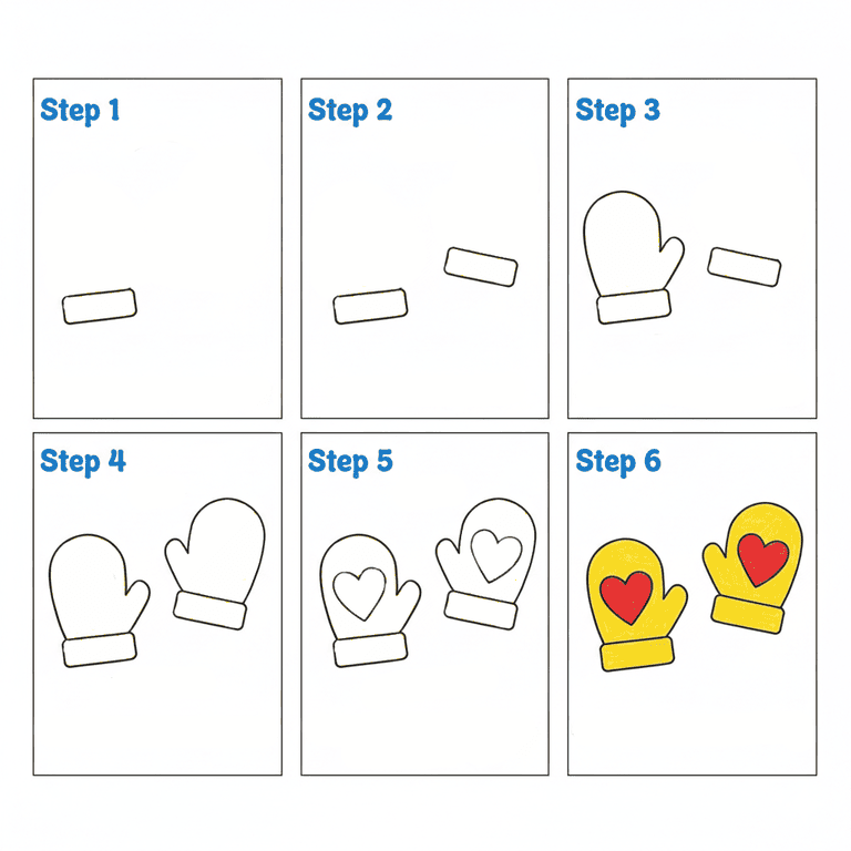 Heart Mittens Drawing Ideas