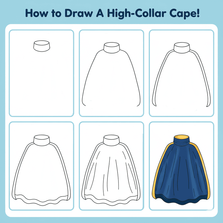 High-Collar Cape Drawing Ideas