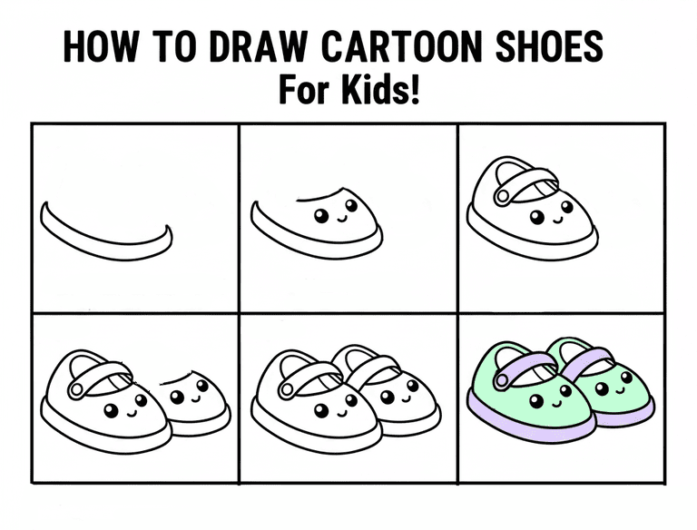 Kawaii Cartoon Shoes Drawing Ideas