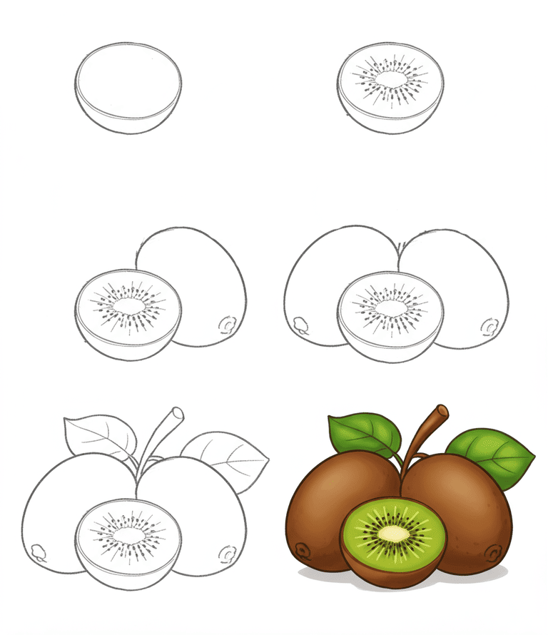 Kiwi Fruits Drawing Ideas