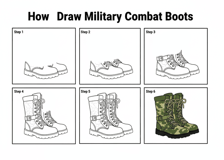 Military Combat Boots Drawing Ideas