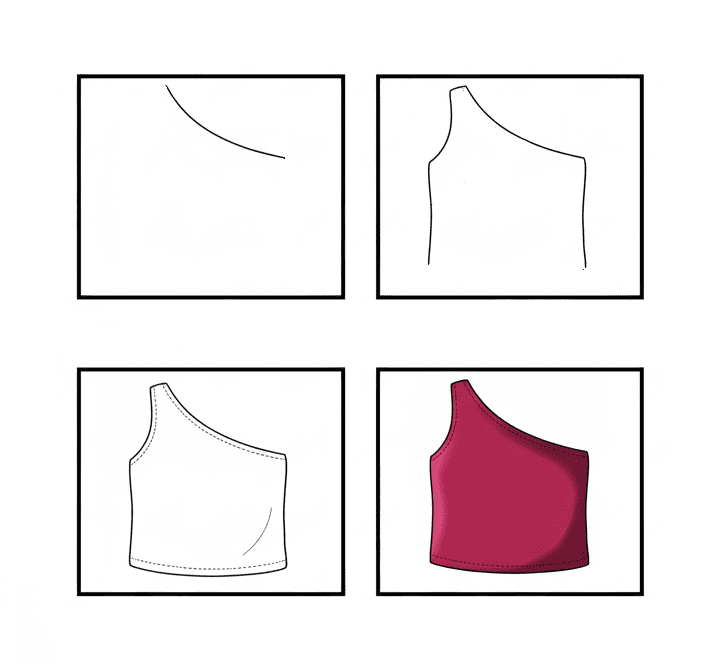 One-Shoulder Tank Top Drawing Ideas