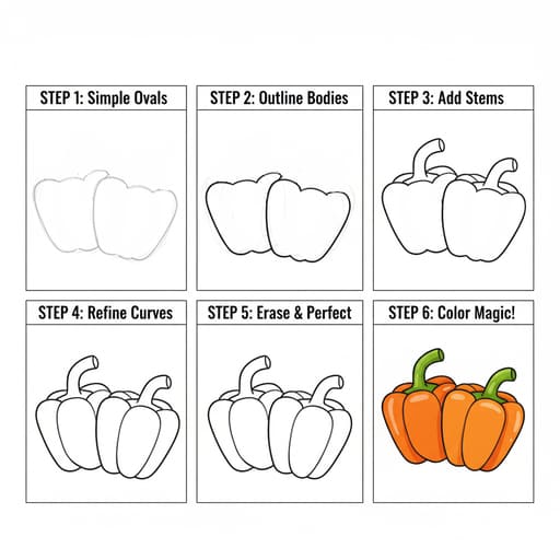 Orange Peppers Drawing Ideas