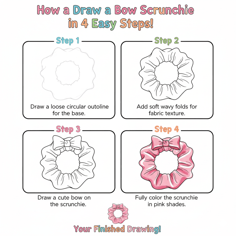 Pink Bow Scrunchy Drawing Ideas