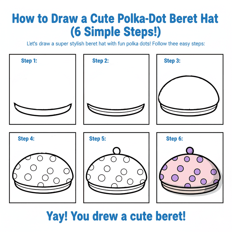 Polka Dot Beret Drawing Ideas