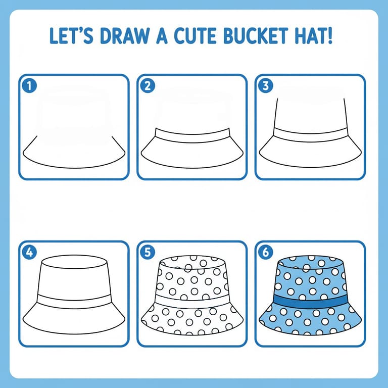 Polka Dot Bucket Hat Drawing Ideas