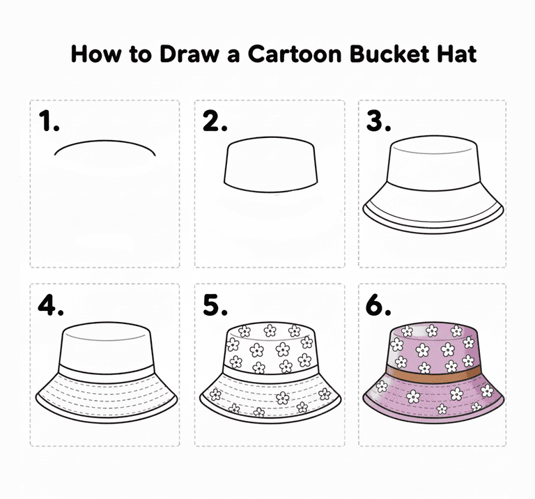 Purple Bucket Hat Drawing Ideas