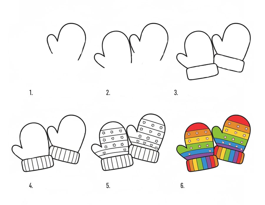 Rainbow Mitten Drawing Ideas
