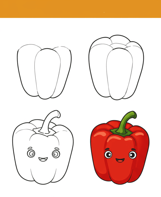 Red Cartoon Pepper Drawing Ideas