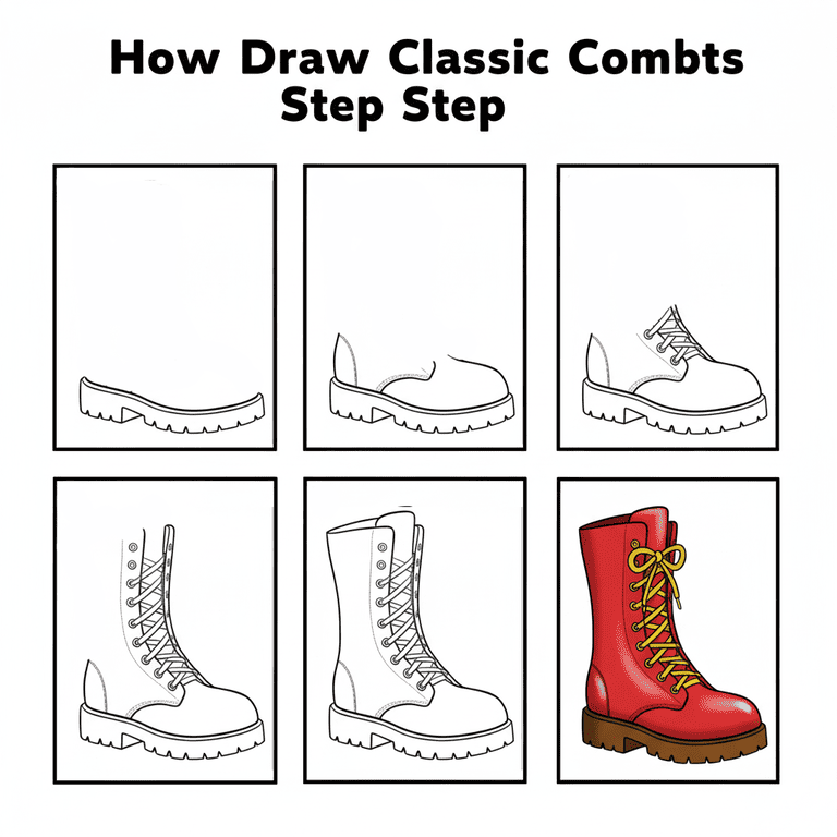 Red Combat Boot Drawing Ideas