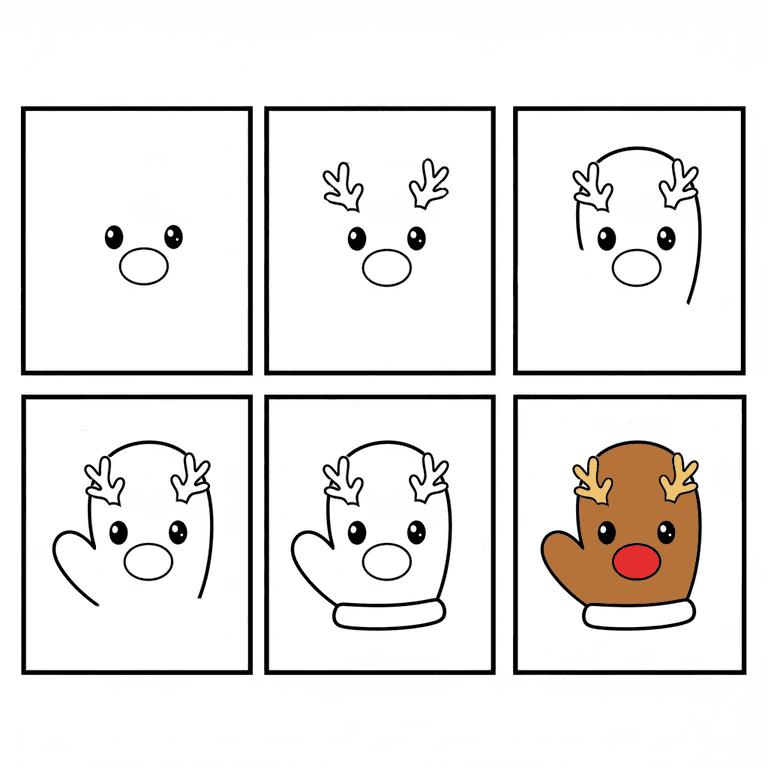 Reindeer Mitten Drawing Ideas