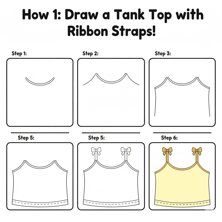 Ribbon Straps Tank Top Drawing Ideas