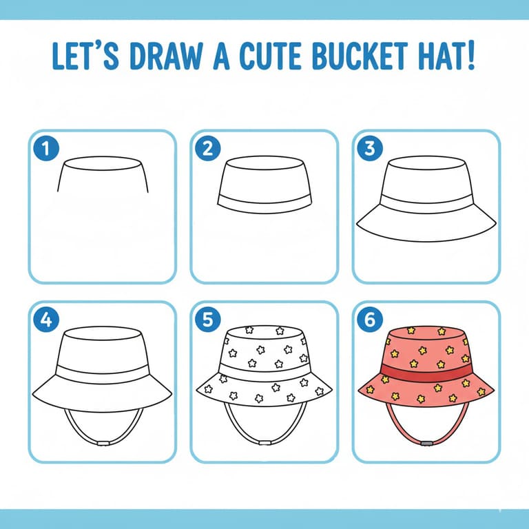 Star Pattern Bucket Hat Drawing Ideas