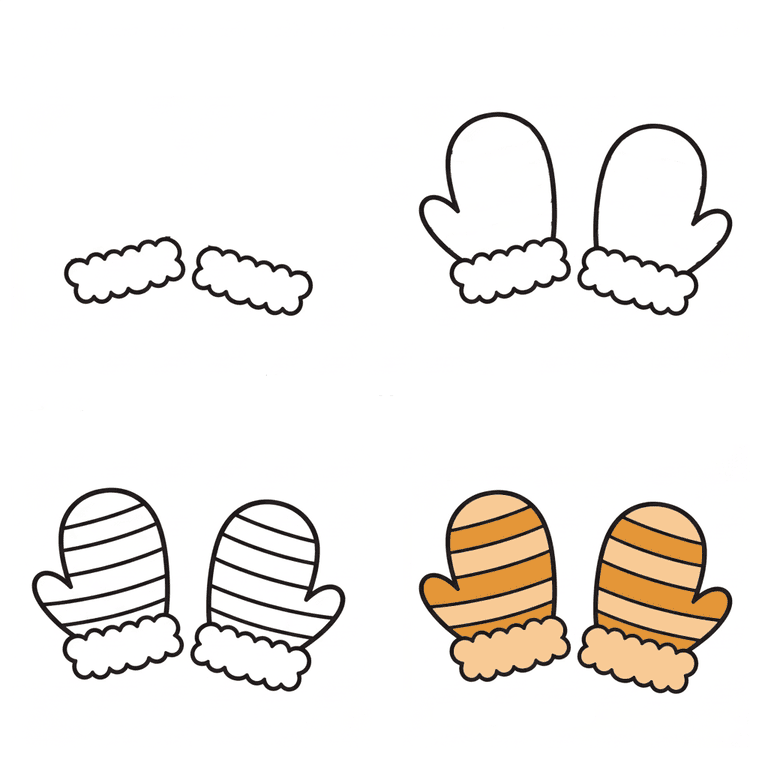 Stripe Mittens Drawing Ideas