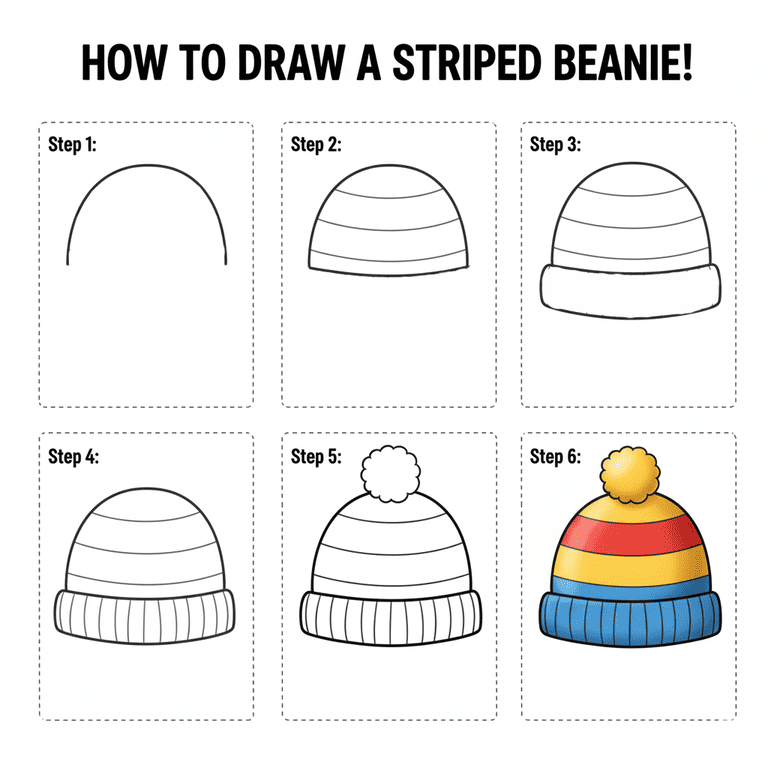 Striped Beanie Drawing Ideas