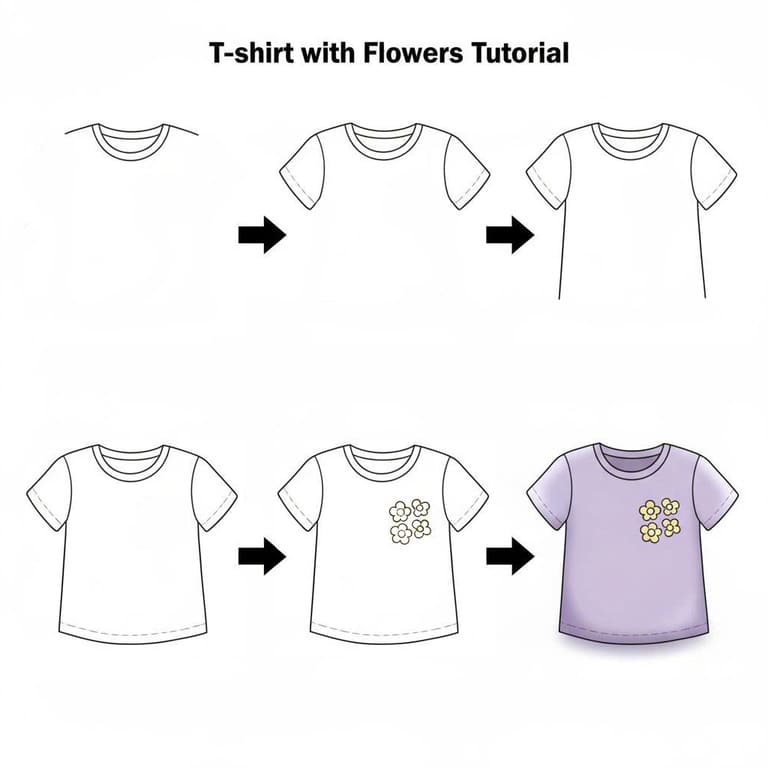T-Shirt with Flowers Drawing Ideas