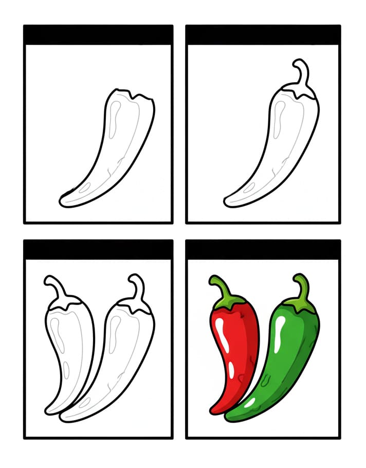 Two Chili Peppers Drawing Ideas