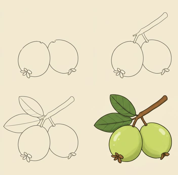 Two Sweet Guavas Drawing Ideas