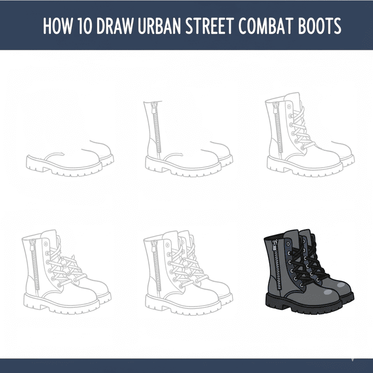 Urban Street Combat Boots Drawing Ideas