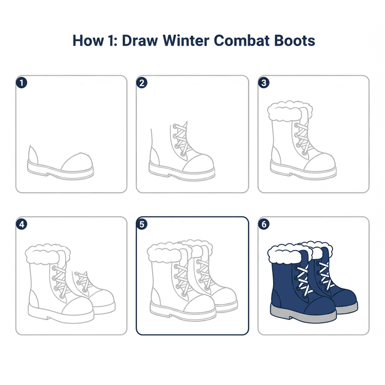 Winter Combat Boots Drawing Ideas