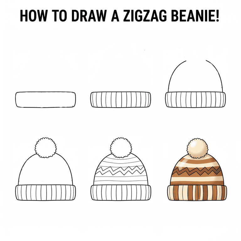 Zigzag Beanie Drawing Ideas