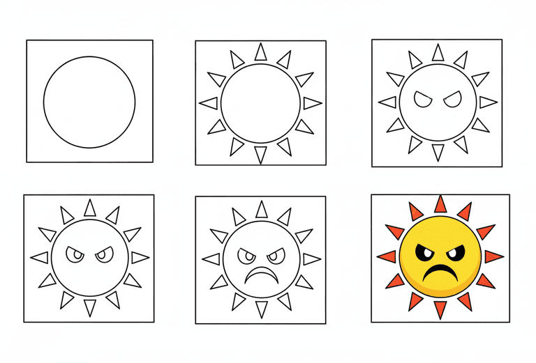 Angry Mr Sun Drawing Ideas