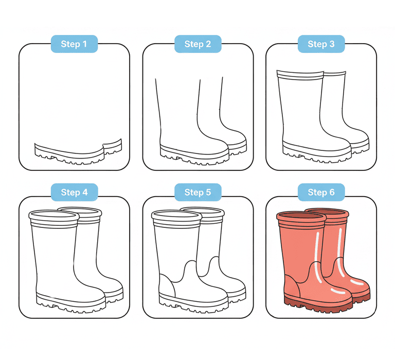 Basic Rubber Boots Drawing Ideas
