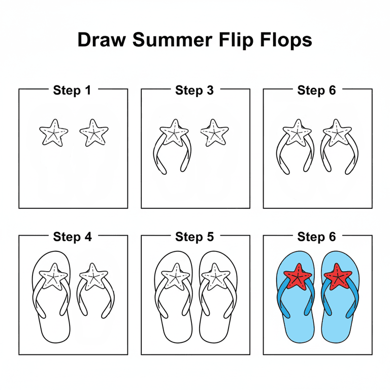 Beach Flip-Flops Drawing Ideas
