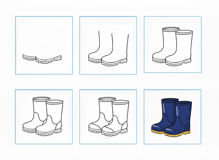 Blue Rubber Boots Drawing Ideas