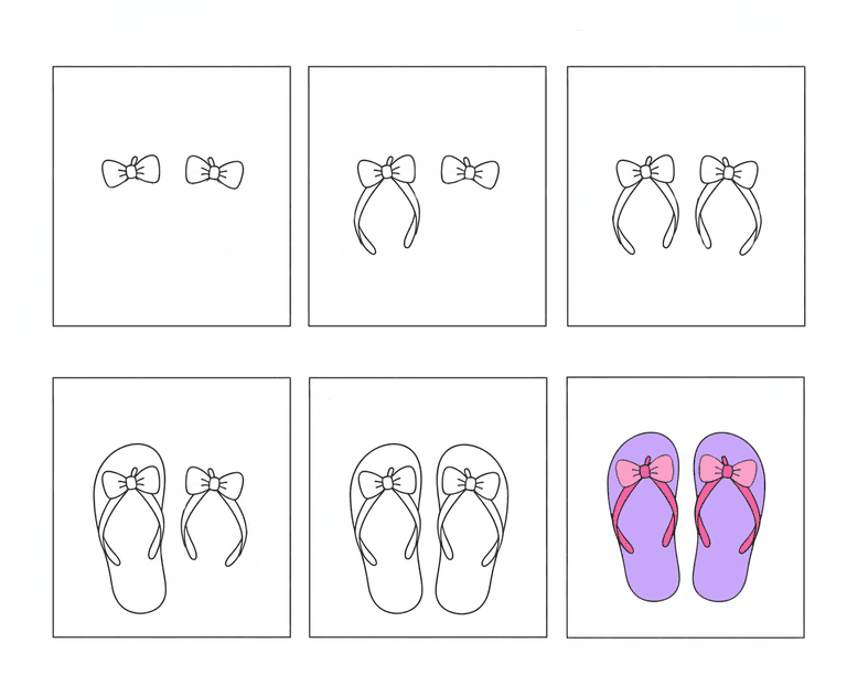 Bow Flip-Flops Drawing Ideas