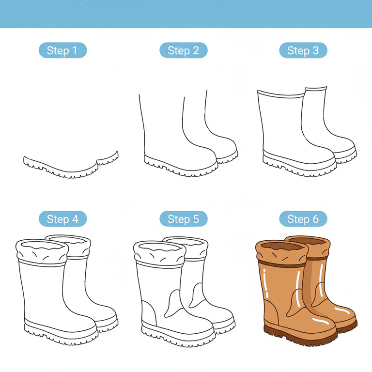 Brown Rubber Boots Drawing Ideas
