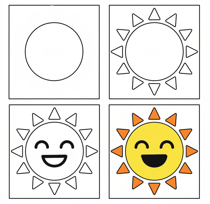 Cheerful Mr Sun Drawing Ideas