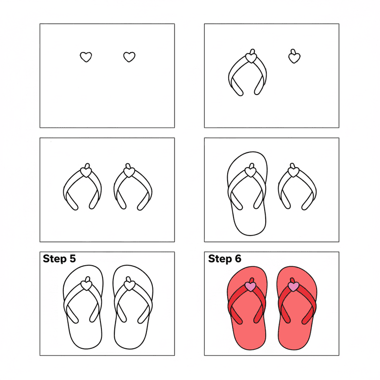 Cute Flip-Flops Drawing Ideas