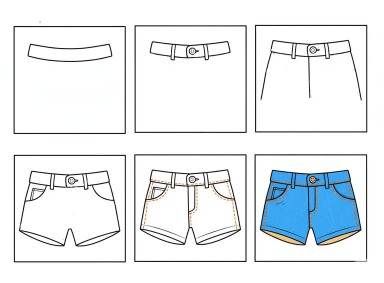 Denim Shorts Drawing Ideas