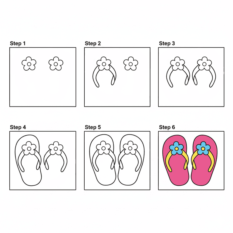 Easy Flip-Flops Drawing Ideas